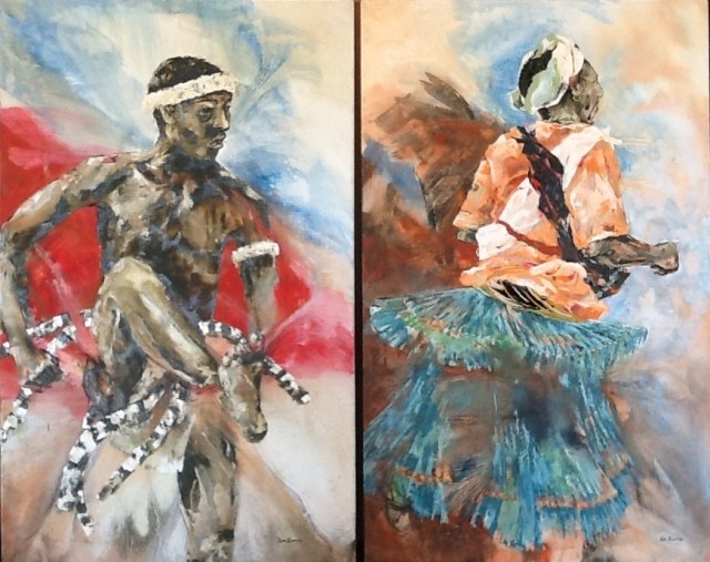 MaChangana dancers-oil paintings by Lin Barrie