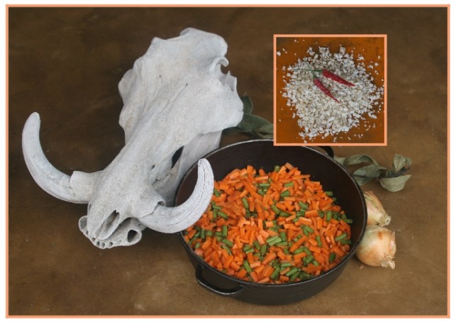 ingredients for African curried green bean and carrot relish