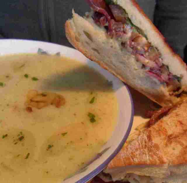 potato and leek soup with venison sandwich lo res