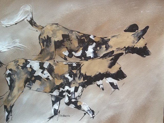 "Wild dogs!" by Lin Barrie
