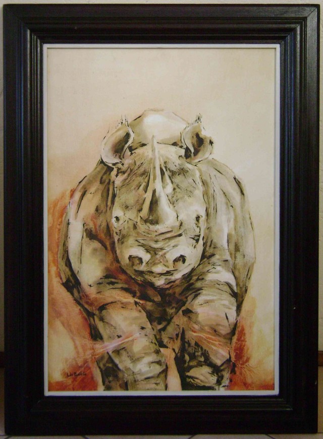Black Rhino Oil on canvas About 100 x  80 cm