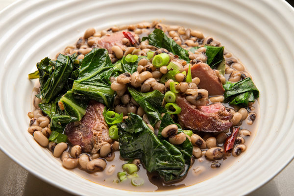 black eyed peas with ham hock and collards