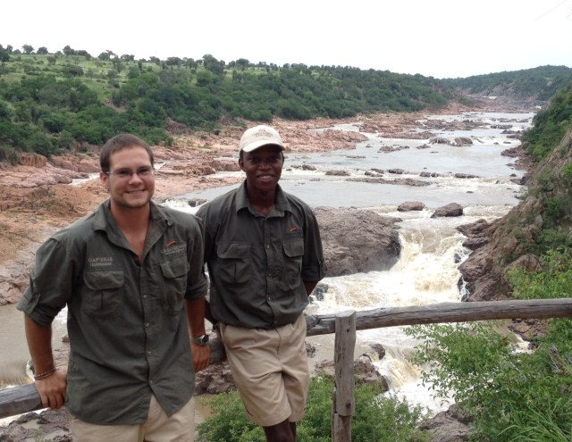 Lionel Muzengi and Ben Madden at Chivarira Falls