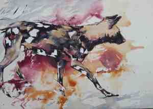 Red Wine Dog, acrylic on canvas paper A3 (29,5 cm x 42 cm)