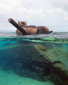 sherman tank on Saipan reef