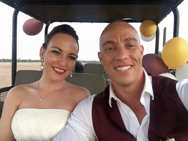 Kelli and Anton on 'wedding safari'