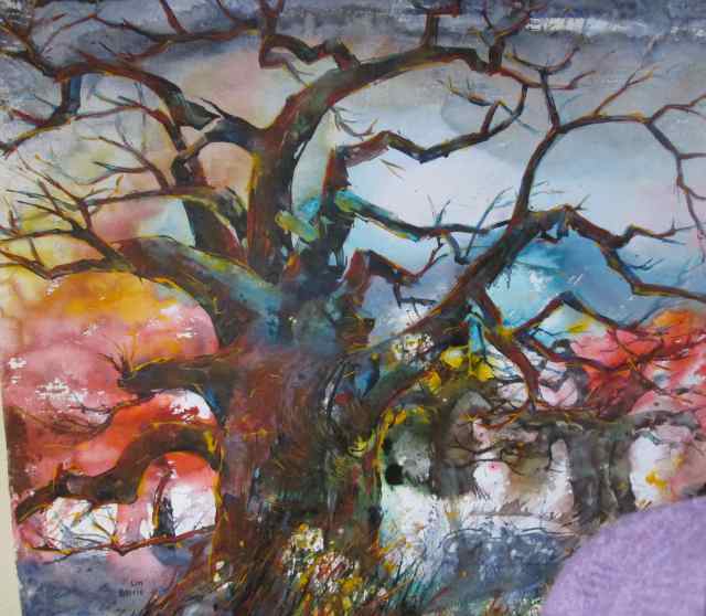 Baobab silhouette acrylic on loose canvas, 103 x 103 cm lo res