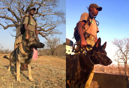 Daison Hlelelwa (with Samy) and Edward Hlatshwayo (with Roxy)