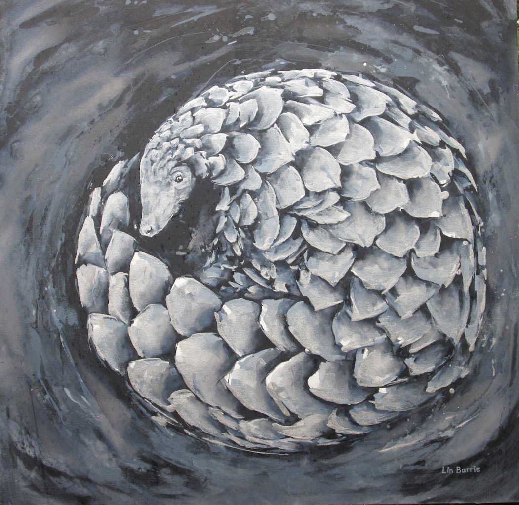 Rolled Silver Pangolin, acrylic on stretched canvas, 3 x 3 feet lo res.jpg