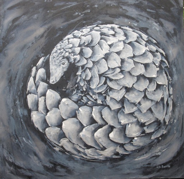 Rolled Silver Pangolin, acrylic on stretched canvas, 3 x 3 feet lo res.jpg